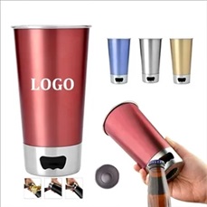 17 Oz. Beer Pint Stainless Steel  Cup with Opener