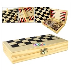 3 in 1 Portable Wooden Chess Set  with Folding  Board