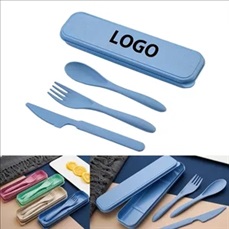 3 in 1 Reusable Wheat Straw Cutlery Set