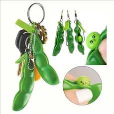 3Pcs Squeeze-A-Bean Edamame Keychain