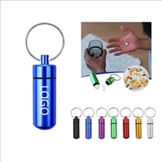 Aluminum Keychain Pill Box with Storage