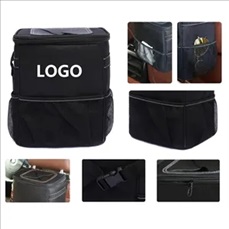 Car Trash Can with Lid and Storage Pockets