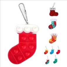 Christmas Sock Bubble Push Pop Keychain