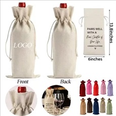 Drawstring Burlap Wine Bags