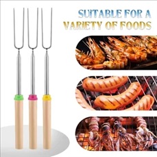 Extendable Stainless Steel Smores Sticks with Wooden Handles