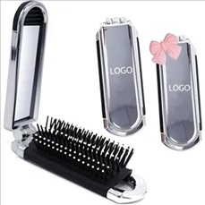 Folding Compact Hair Brush with Mirror
