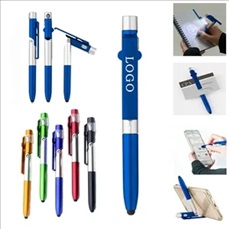 LED Light Stylus Ballpoint Pen with Foldable Phone Holder