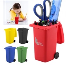 Mini Plastic Trash Can Bin Pen Holder with Lid