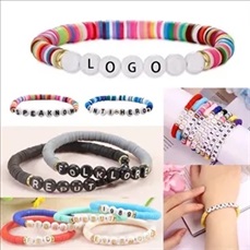 PMMA color mixing handmade beaded letter elastic bracelet