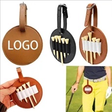 PU Leather Round Golf Tee Bag Holder