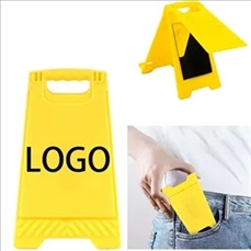 Portable Foldable Warning Sign Phone Holder Stand w/Mirror
