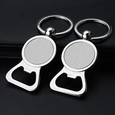 Round Metal Bottle Opener Keyring