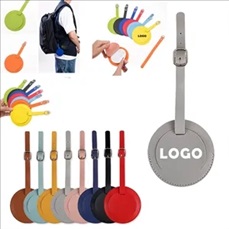 Round PU Leather Luggage Tag