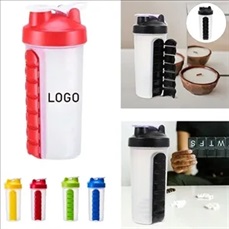 Shaker Bottles for Protein Mixes With Pill Organizer