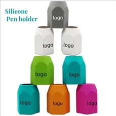 Silicone pen holder simple color geometric desktop storage