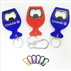 Wine cup shape bottle opener with split key ring