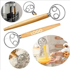 Wooden Handle Bread Dough Whisk